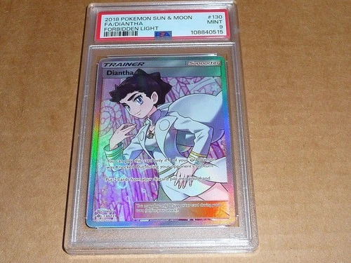 2018 Pokemon SUN MOON FULL ART FA DIANTHA FORBIDDEN LIGHT #130 PSA 9