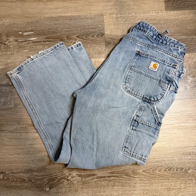Carhartt WB013 VIO Light Wash Carpenter Jeans Womens 18x30 Blue Denim Work Pants