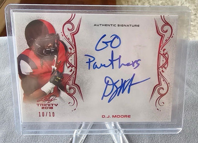 2018 D.J. MOORE Leaf Trinity On Card Rookie Auto Card# A-DJM /10