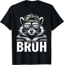 Bruh Raccoon Trash Racoon Camo Hat Youth Teens Kids Slang T-Shirt