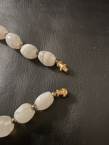 VINTAGE OPAQUE QUARTZ GRADUATED BEAD NECKLACE 17” HEAVY 100 GRAMS ESTATE - Picture 5 of 10