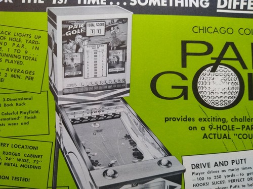 Par Golf Arcade Flyer 1965 NOS Mannequin Mechanical Golfer Game Paper Art Promo - Picture 3 of 3