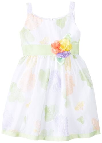 NEW Sweet Heart Rose Summer Floral Placed Print Pastel Sleeveless Dress Girls' 6