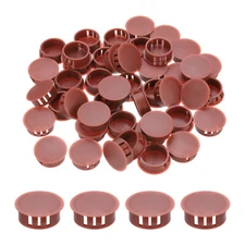 64Pcs 28mm Red Brown Nylon Plastic Round Locking Hole Plugs Insert End Caps
