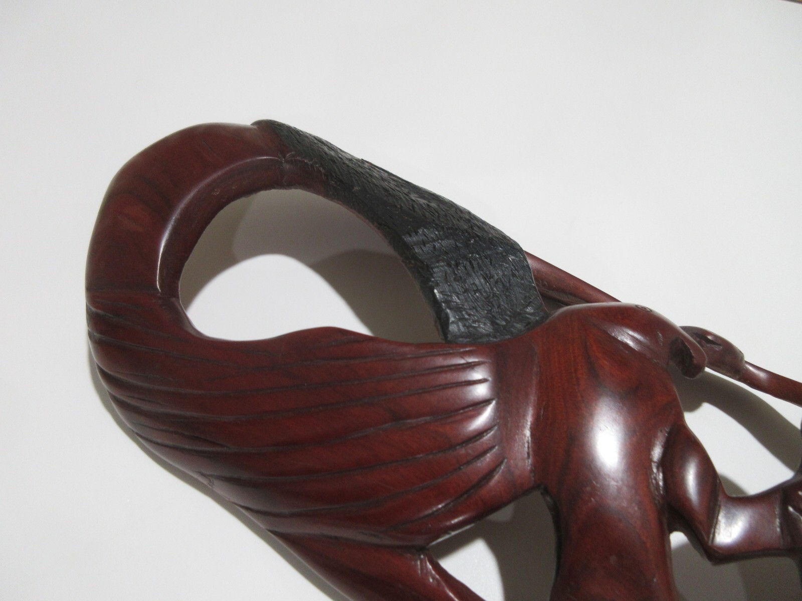 16" Hand Carved African Tribal Mask Ebony Wood Eagle Hunting Fish Snake Original