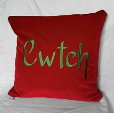Cwtch , Welsh, Embroidered cushion 16inch, inc pad, Christmas Gift.