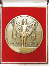 France Amor Fidelis Par Desvignes Uniface En Bronze Monté Dans Un Étui De 150Mm