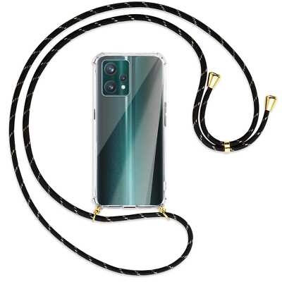Handykette für Oppo Realme 9 Pro Plus 5G (6.4'') schwarz/gold (G) Hülle mit Band