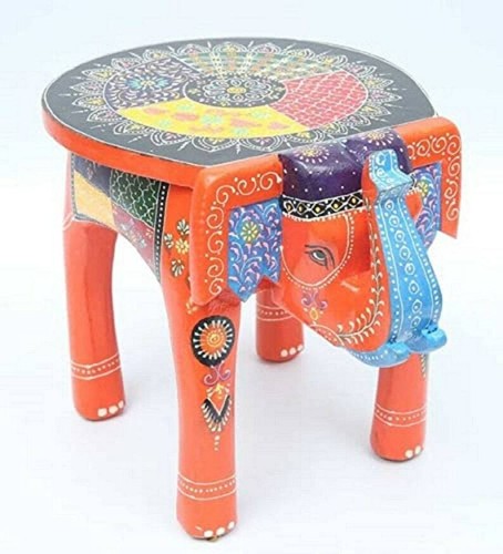 Beautiful Hand Pained Designed Elephant Stools,Table, Tea Stool, Room Decor, - Picture 4 of 9