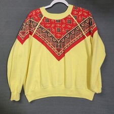 Vintage Bassett Walker Women  s Crewneck Sweatshirt XL yellow red