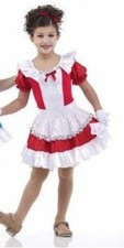 So Sweet RED Child Medium Dance Costume Ballet Tap Dress Bloomers  Gloves