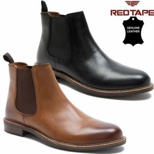 MENS LEATHER CHELSEA BOOTS DEALER ANKLE SMART FORMAL CASUAL SLIP ON WORK SHOES