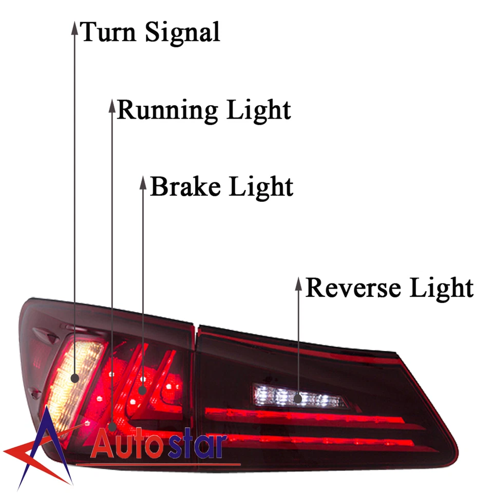 Luces traseras LED de lente roja 2 piezas aptas para Lexus IS250 IS350 IS F 2006-2012 Foto 4 de 4