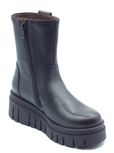 NeroGiardini I411922D Guanto Nero Tronchetti con zeppa alta per Donna in pelle c - Foto 2 di 3