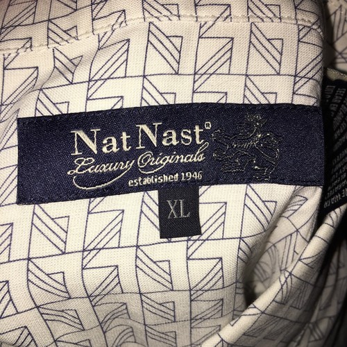 Nat Nast Luxury Originals Men's Button Shirt Geometric Pattern Silk Size XL ... - Picture 7 of 11