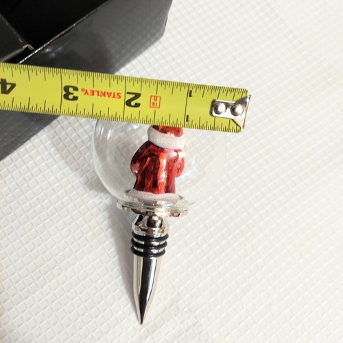 Santa Christmas Bottle Stopper In Glass Sphere Bubble Wine Topper Holiday - Picture 4 of 5