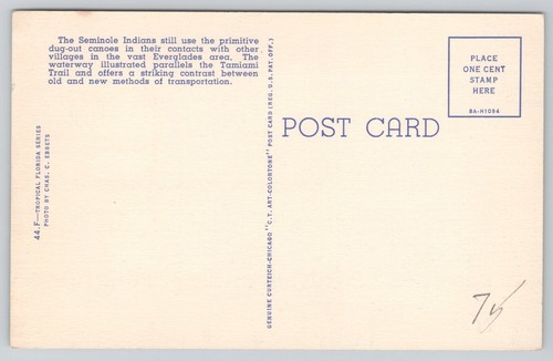 Postcard Seminole Indians Florida - Picture 2 of 2
