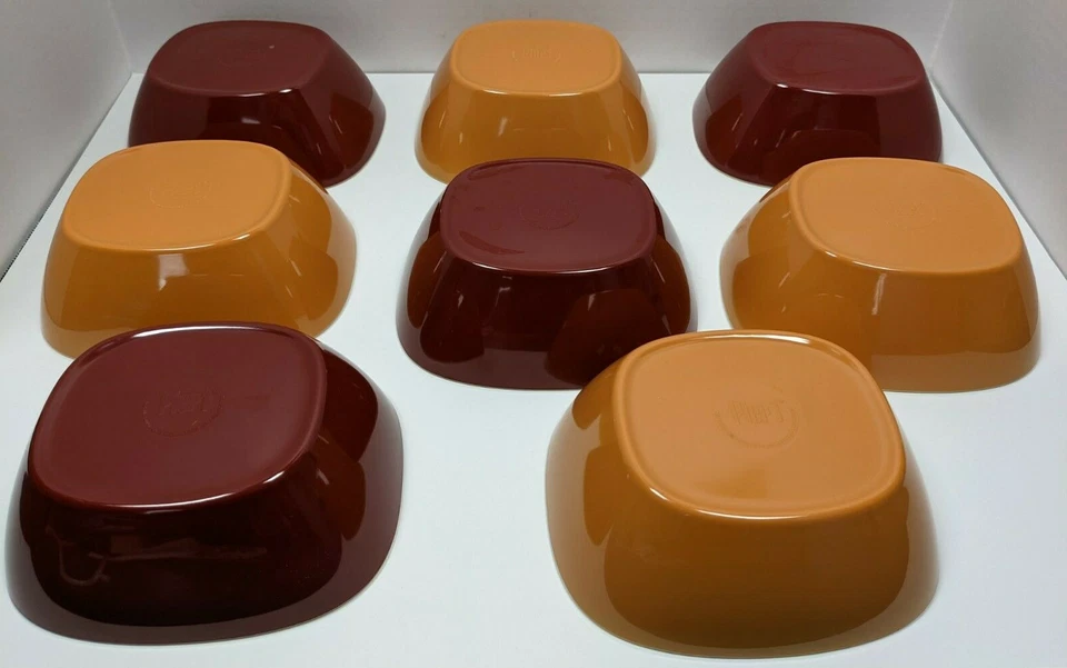 Pier 1 Imports Melamina Rojo Naranja 6.5” Cuencos Juego de 8 Sopa de Cereales Rectangular Foto 4 de 4