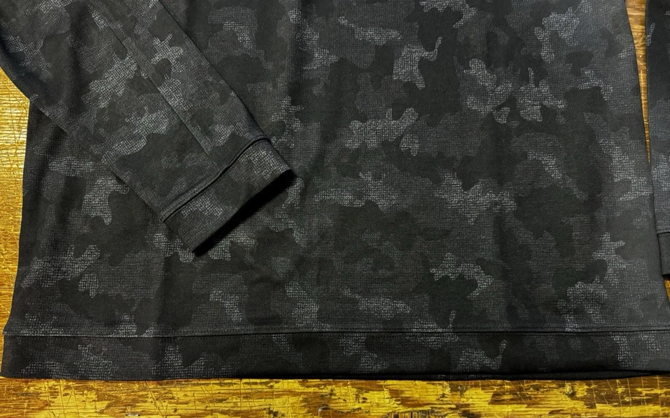 Woody's Retro Lounge 1/4 拉链迷彩黑色男式大号全新长袖 — 第 3/4 张图片