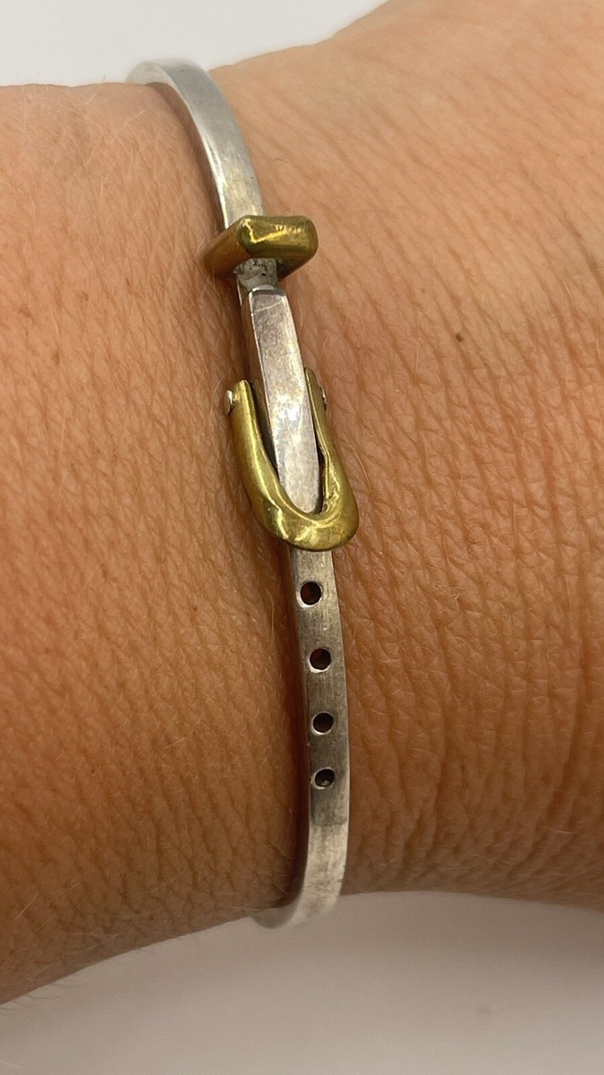 [RECTO] / ☆ VINTAGE BANGLE BELT / SILVER Vintage Sterling Silver 925 Buckle Belt pattern Bangle