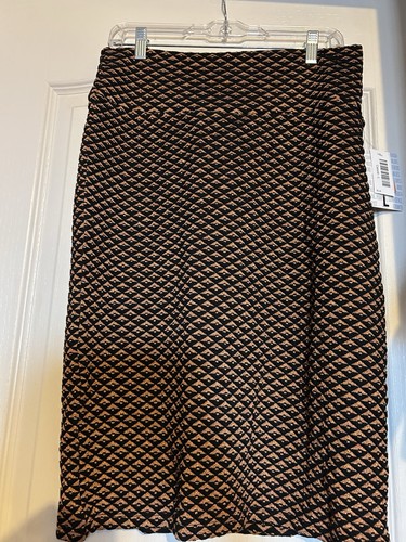 New Bling LuLaRoe Elegant Cassie Black Copper Metallic Large NWT