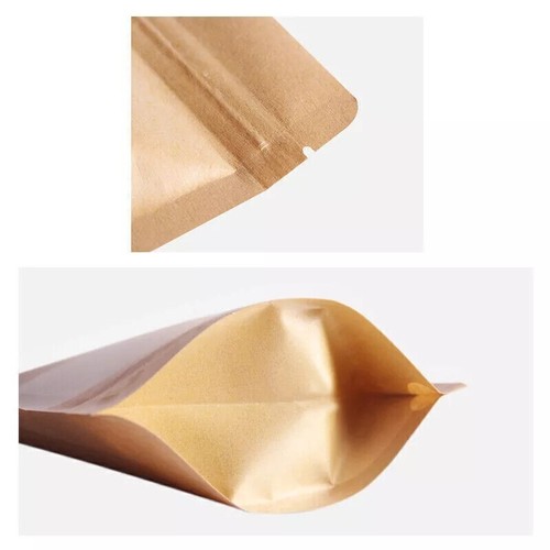Kraft Paper Stand Up Pouches Zip Lock Resealable Heat Seal Window Bags Eco UK - Picture 7 of 9