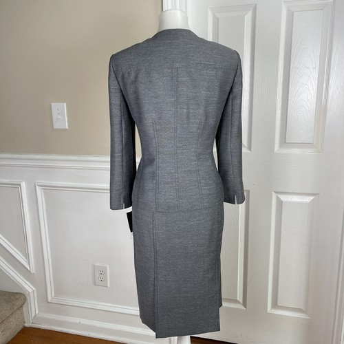 New LE SUIT 2PC Black White Collarless Polyester Skirt Suit Size 8 MSRP $200 - Picture 5 of 9