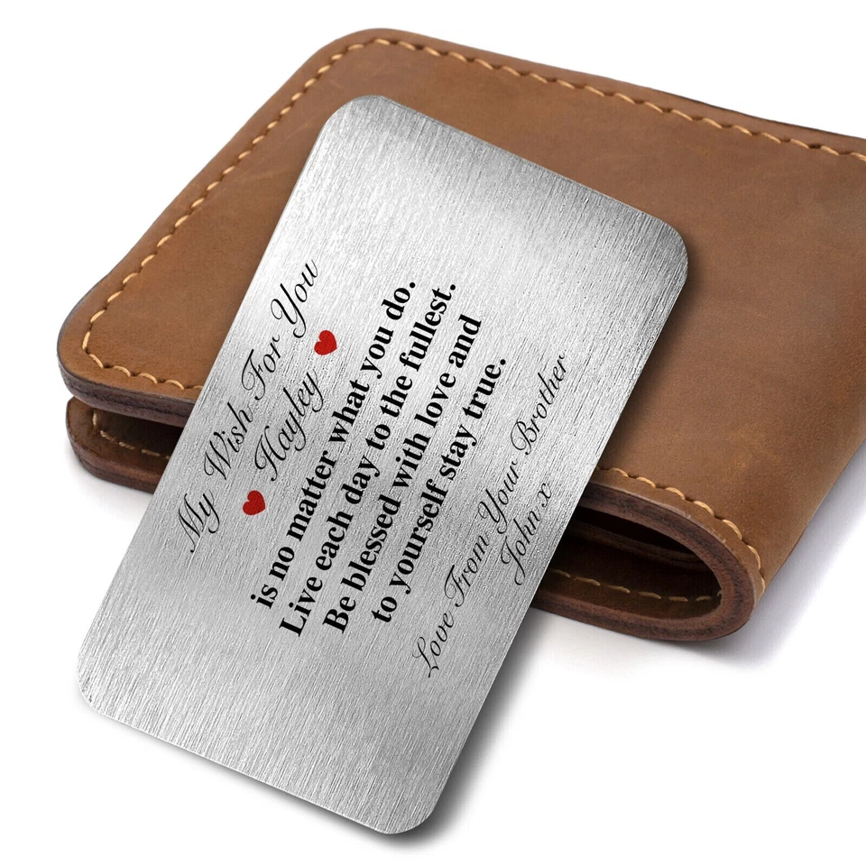 PURELY CUSTOMS Personalised My Wish For You Metal Card Keepsake Wallet Insert Gift