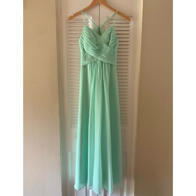 Azazie Haleigh Dress Sz A0 Mint Green Bridesmaid Wedding Formal Hemmed |  eBay