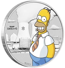 IN STOCK 2020 Homer Simpson COLORED 1/2oz Half Dollar Silver .9999 Dollar Coin