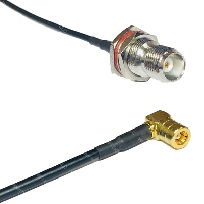 RFC100 TNC FEMALE BULKHEAD to SMB FEMALE ANGLE Coax RF Cable USA-Ship Lot
