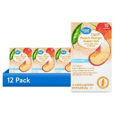 12 Pack Great Value Peach Mango Green Tea, Sugar-Free Drink Mix 10ct