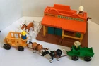 Fisher Price Little People Lot Western Town Set #934 Horses Wagons 1982 Vintage
