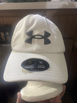 Under Armour Hat Cap Mens L/XL White Black Logo UA Blitzing Stretch Fit NWT
