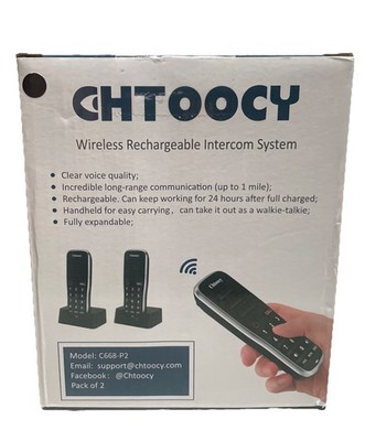 Chtoocy Handheld Wireless Rechargeable Intercom System C668-P2 2 Pack