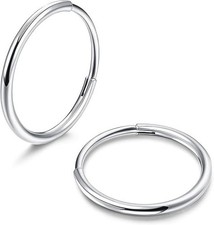 G23 Titanium Hoop Earrings Hypoallergenic Hinged Huggie Sleeper Hoops