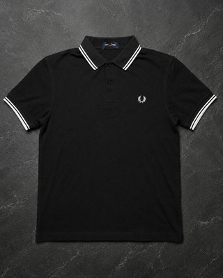 Fred Perry M3600 Polo Shirt Schwarz Weiß Größe M neuwertig 1x gewaschen