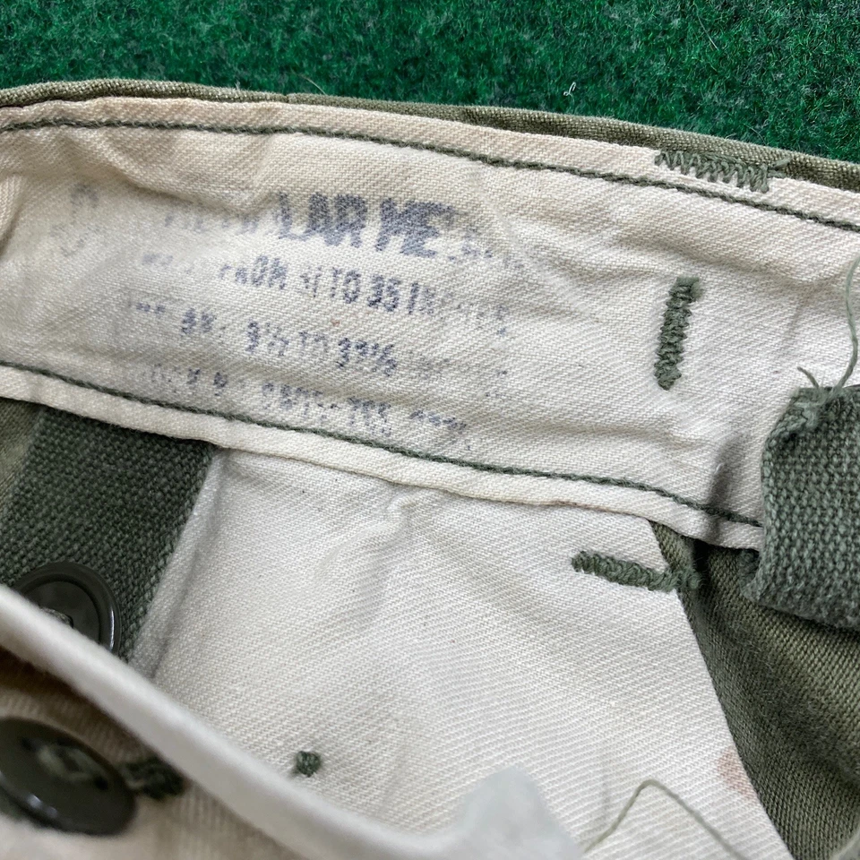 复古 OG 107 裤子男式 33 绿色 M51 M65 货物军用褪色田野穿 33x28 — 第 4/4 张图片