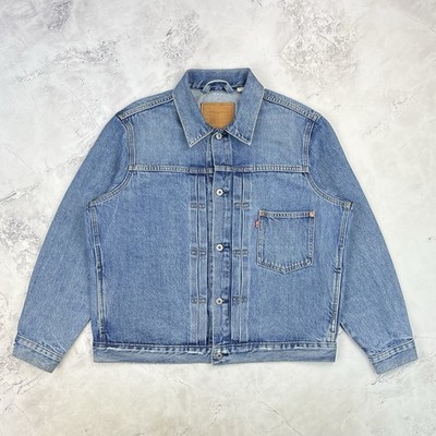Levi's Premium ''Type 1'' Blue Cinch Back Big E Denim Trucker Jacket Size Large L