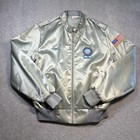 1970s Satins Silver Bomber Jacket Aviation Patch Flight Instructor Mens Size L