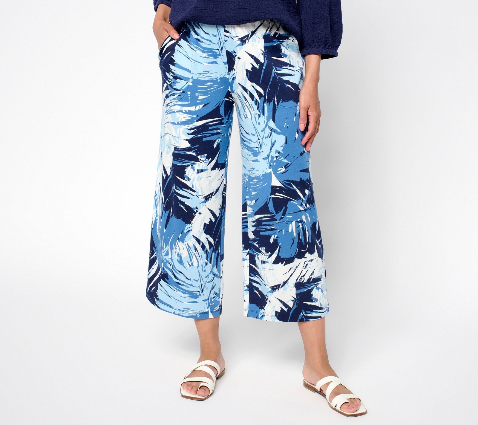 Denim & Co. Women's Pants Sz XL Beach Jersey Printed or Multi-colored A691784