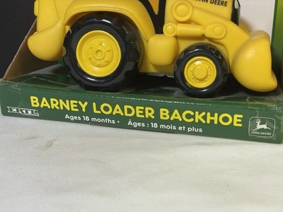 RARE VTG Ertl 1999 John Deere Kids Barney Loader Backhoe Toy Book