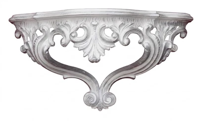 WANDKONSOLE KONSOLE ABLAGE Weiß Silber BAROCK REPRO 38x20x16 cm Wandregal 811* - Bild 1 von 4