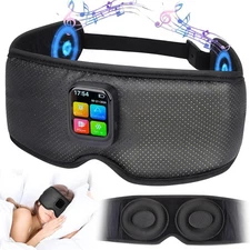 3D Adjustable Sleep Mask with Wireless Music Eye Mask and Bluetooth Headphones