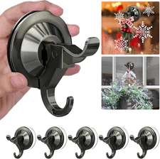 Suction Cup Hooks,5 Pack Reusable Suction Cup Hangers with Ultra-Thin Adhesive D