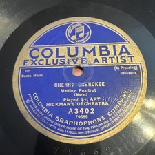 Columbia 78 RPM Art Hickman’s Orchestra - Cherry Cherokee / Hokum A3420 V+