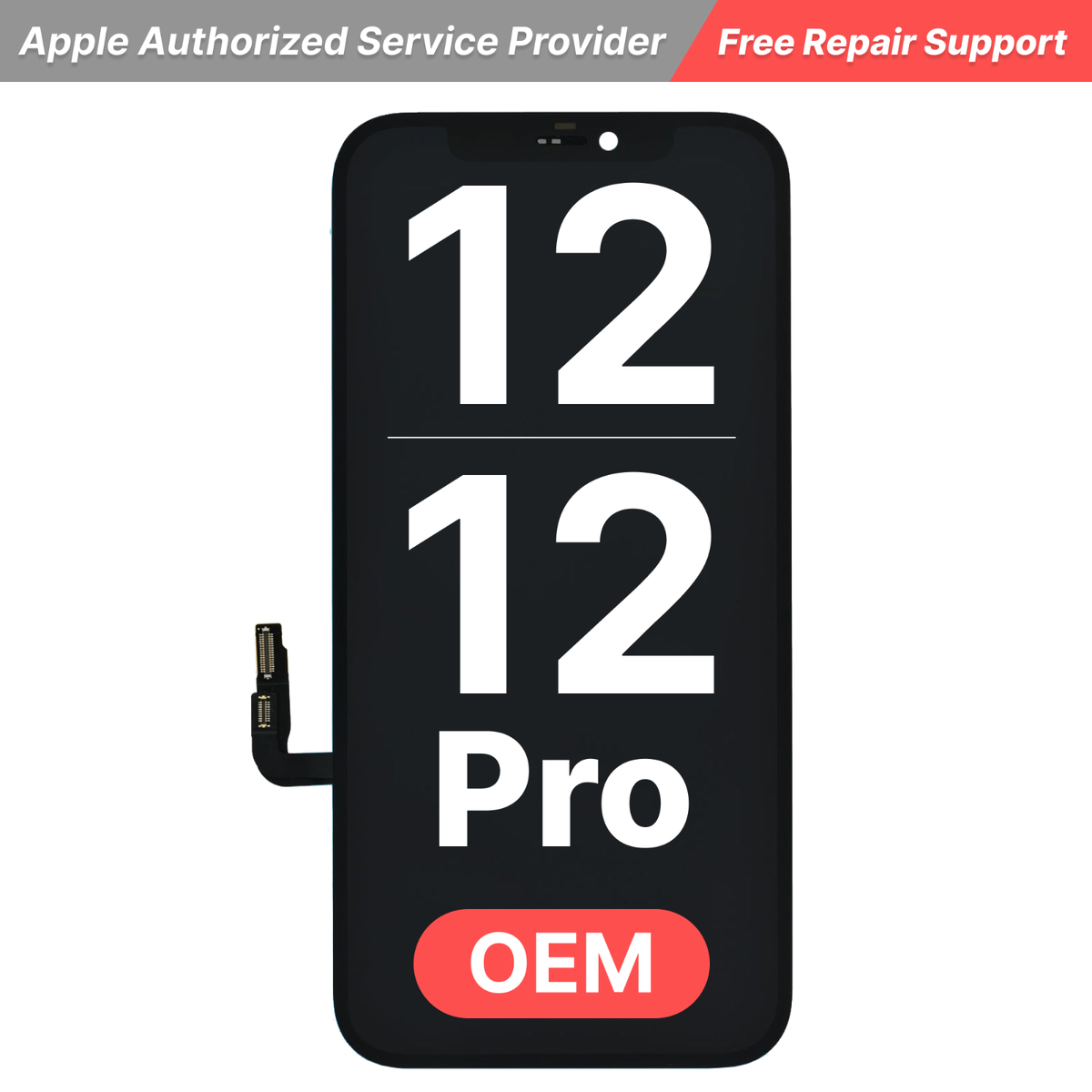 Ecran LCD Tactile Compatible IPhone 12 / 12 Pro - Noir - Pour Pièces (ne Fonctionne Pas)