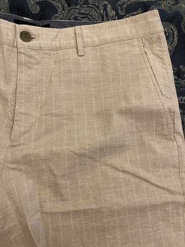 Club Monaco Men’s 34 Slim Fit Baxter Stripe 7" Chino Shorts Taupe Beige $118 - Picture 2 of 7