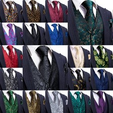 Xmas Wedding Party Mens Waistcoat Necktie or Bowtie Set Tuxedo Gilet Coats Gift