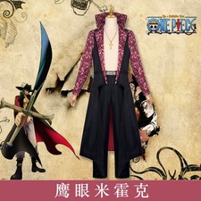 Cosplay One Piece Mihawk Dracule Giacca Pantaloni Collana Halloween Carnevale Abiti
